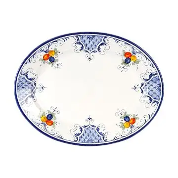 Deruta oval platter from the Toscana Blu collection, handmade by Antica Deruta - Italy