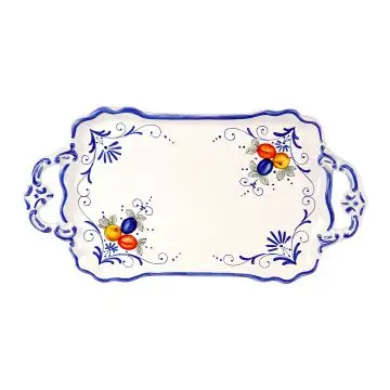 Deruta rectangular tray from the Toscana Blu collection, handmade by Antica Deruta - Italy
