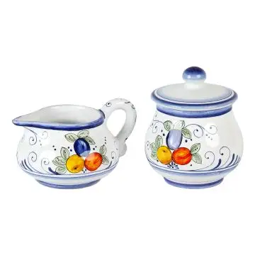 Deruta creamer & sugar set from the Toscana Blu collection, handmade by Antica Deruta - Italy