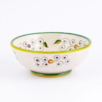 Tulipano Classico green-s Italian cereal bowl handmade by Ceramiche Andrilia in Deruta - main image