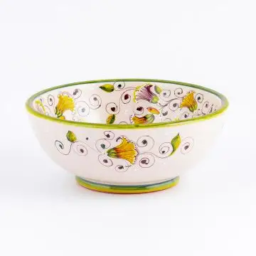 Tulipano Classico green Italian cereal bowl handmade by Ceramiche Andrilia in Deruta - main image