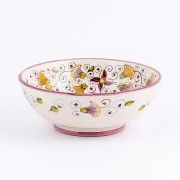 Tulipano Classico violet Italian cereal bowl handmade by Ceramiche Andrilia in Deruta - main image