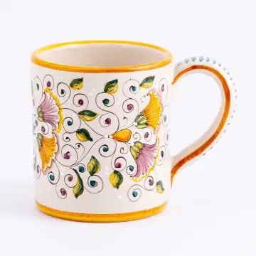 Tulipano Classico yellow Italian mug handmade by Ceramiche Andrilia in Deruta - main image