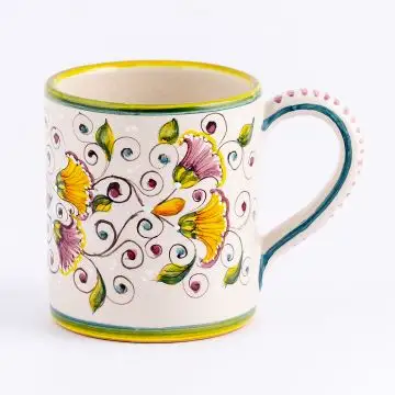 Tulipano Classico green Italian mug handmade by Ceramiche Andrilia in Deruta - main image