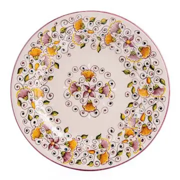 Tulipano Classico violet Italian dinner plate handmade by Ceramiche Andrilia in Deruta - main image
