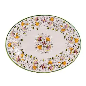 Tulipano Classico Italian oval platter handmade by Ceramiche Andrilia in Deruta - main image