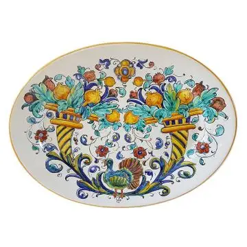 Italian oval platter Cornucopia from the Thanksgiving Collection handmade by Francesca Niccacci in Deruta