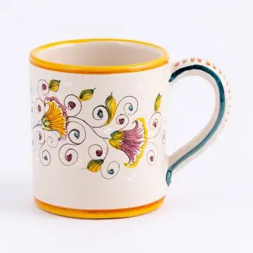 Tulipano Semplice yellow Italian mug handmade by Ceramiche Andrilia in Deruta - main image
