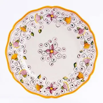 Tulipano Semplice yellow Italian dinner plate handmade by Ceramiche Andrilia in Deruta - main image
