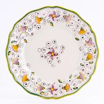 Tulipano Semplice green Italian dinner plate handmade by Ceramiche Andrilia in Deruta - main image