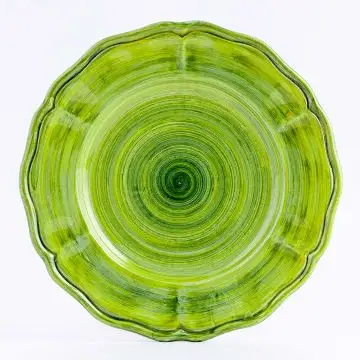 Tulipano Semplice green Italian salad & dessert plate handmade by Ceramiche Andrilia in Deruta - main image