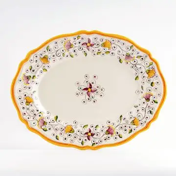 Tulipano Semplice Italian oval platter handmade by Ceramiche Andrilia in Deruta - main image
