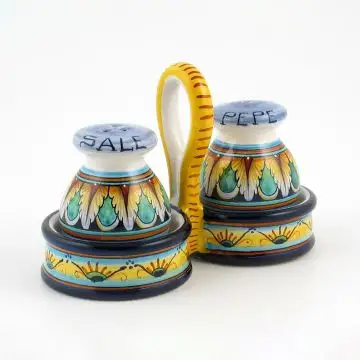 Vario F1 Italian salt and pepper shakers set handmade by Fima in Deruta