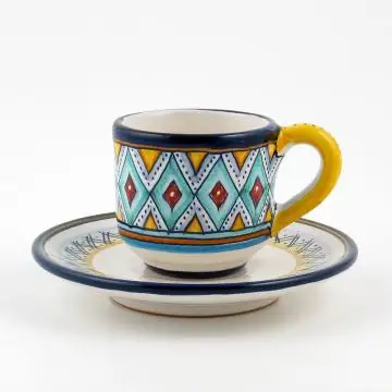 thatsArte.com - Italian Ceramic Espresso Cup & Saucer Arabesco Celeste,  Deruta - Hand Painted Cup, M…See more thatsArte.com - Italian Ceramic  Espresso