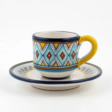 Small Espresso Cup and Saucer from Southern Spain, Talavera