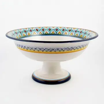 Vario F4 Italian footed fruit bowl handmade by Fima in Deruta
