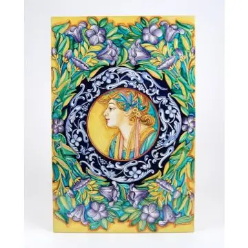 Italian wall plaque Liberty handmade by Francesca Niccacci in Deruta