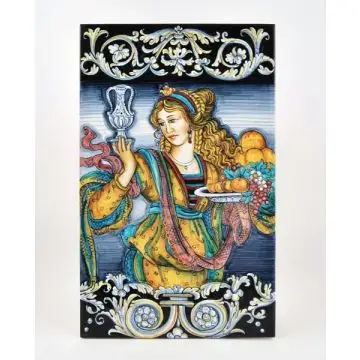Italian wall plaque Le Grazie handmade by Francesca Niccacci in Deruta