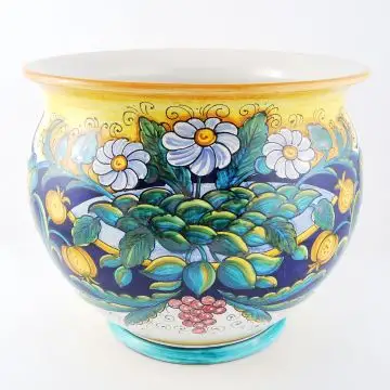 Italian planter Flower Basket handmade by Francesca Niccacci in Deruta