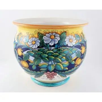 Italian planter Flower Basket handmade by Francesca Niccacci in Deruta