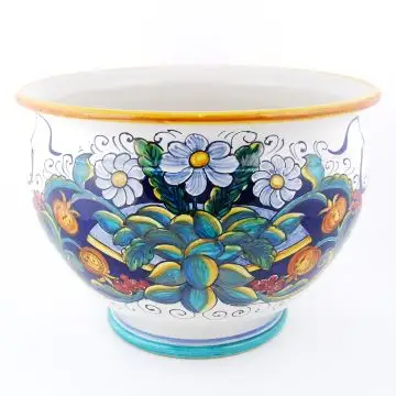 Italian planter Flower Basket 1 handmade by Francesca Niccacci in Deruta