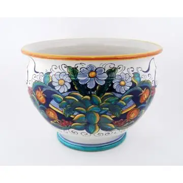 Italian planter Flower Basket 1 handmade by Francesca Niccacci in Deruta