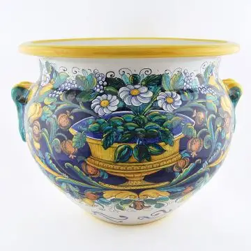 Italian planter Flower Basket 3 handmade by Francesca Niccacci in Deruta