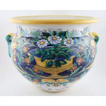 Italian planter Flower Basket 3 handmade by Francesca Niccacci in Deruta