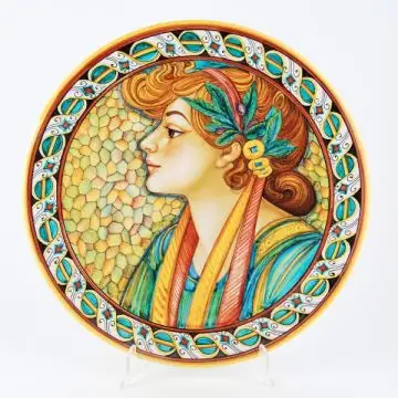 Italian wall plate Art Nouveau 1 handmade by Francesca Niccacci in Deruta