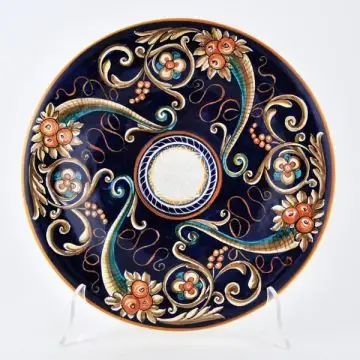 Italian Geometric wall plate handmade by Francesca Niccacci in Deruta