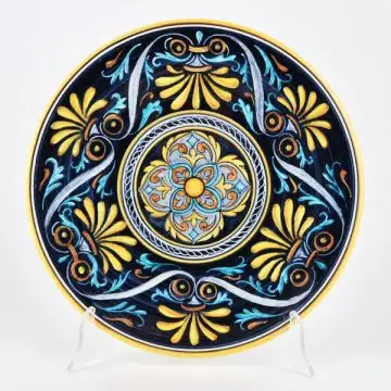 Italian Geometric wall plate handmade by Francesca Niccacci in Deruta