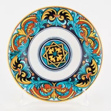 Italian Geometric wall plate handmade by Francesca Niccacci in Deruta