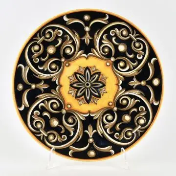 Italian Geometric wall plate handmade by Francesca Niccacci in Deruta