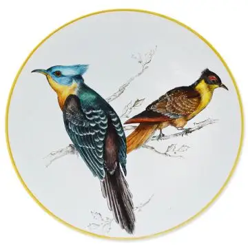 Italian round plate Joy handmade by Francesca Niccacci in Deruta