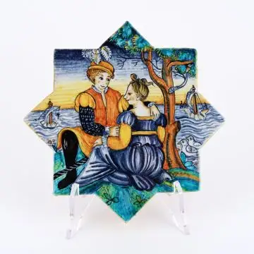 Hand-painted Italian tile VD01 by Francesca Niccacci in Deruta