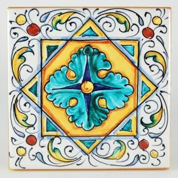 Italian tile VD13 handmade by Francesca Niccacci in Deruta