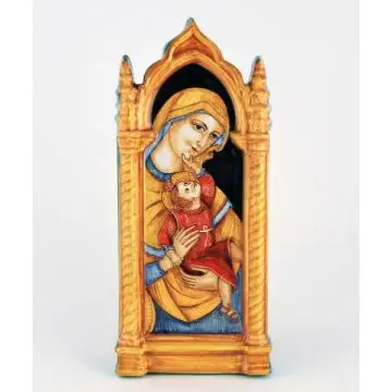 Italian wall hanging Madonna and Child handmade by Francesca Niccacci in Deruta