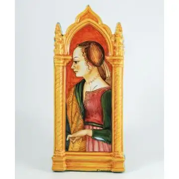 Italian wall hanging Lady Portrait handmade by Francesca Niccacci in Deruta