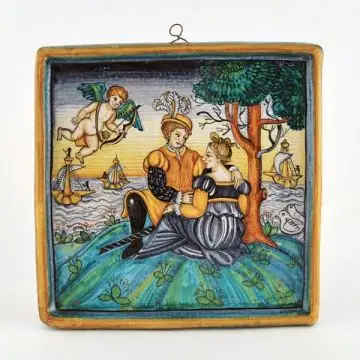 Italian wall hanging Lovers handmade by Francesca Niccacci in Deruta