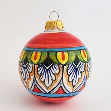 Italian Christmas ball ornament handmade by Francesca Niccacci in Deruta, Italy