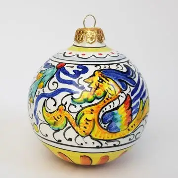 Italian Christmas ball ornament handmade by Francesca Niccacci in Deruta, Italy