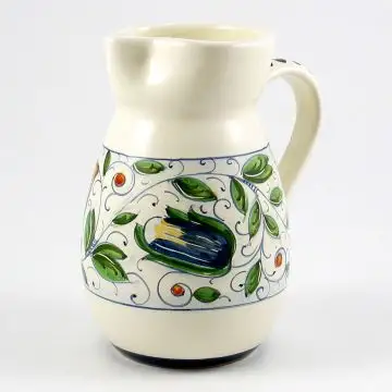 Italian pitcher etrusco from the Venezia collection handmade by Ceramiche Rampini in Gubbio, Italy