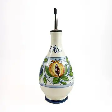 Italian oil bottle from the Venezia collection handmade by Ceramiche Rampini in Gubbio, Italy - main image