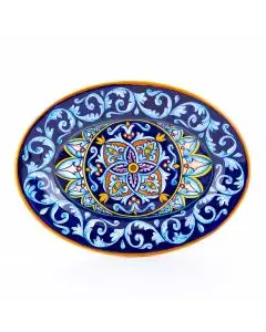Italian oval platter from the Geometrico 6D Collection handmade by D&G Design - Deruta, Rapallo, Amalfi