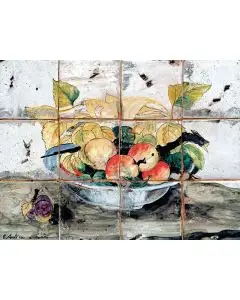 Deruta tile panel featuring fruit handmade by Antica Deruta - Italy