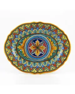 Italian oval platter from the Geometrico 7E Collection handmade by Eugenio Ricciarelli - Deruta, Rapallo, Amalfi