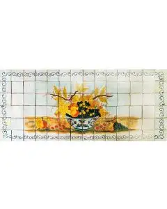 Deruta tile panel featuring a fruit bowl handmade by Antica Deruta - Italy