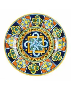 Italian round platter from the Geometrico 17D Collection handmade by D&G Design - Deruta, Rapallo, Amalfi