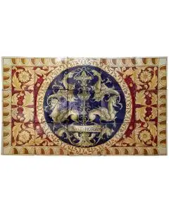 Deruta tile panel featuring Raphael's Grottesche handmade by Antica Deruta - Italy