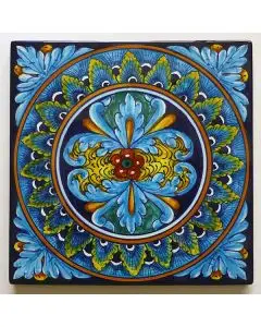 Hand-painted Italian tile er01 by Eugenio Ricciarelli - Deruta, Rapallo, Amalfi